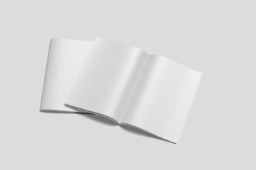 Blank cover and opened magazine mockup