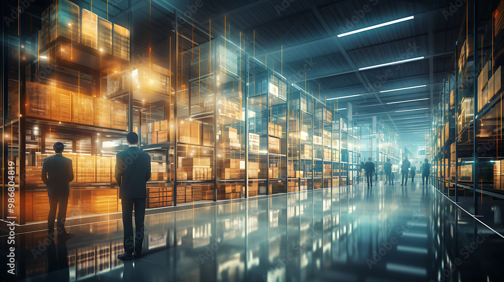 Poster retail supply chain optimization retail technology with ai visualized in an abstract design where ar