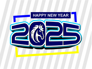 a blue and yellow logo that says happy new year.