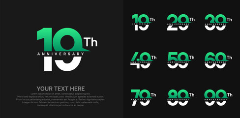 anniversary set logo style with green and white color for company celebration moment