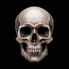 Retro image skull horror close-up on black with clipping mask