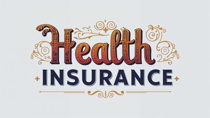 Obraz premium health insurance decorative design lettering on plain white background