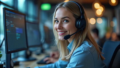 person with headphones, customer service