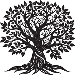 Flatb design family tree silhouett