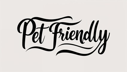 pet friendly calligraphy lettering black ink on plain white background