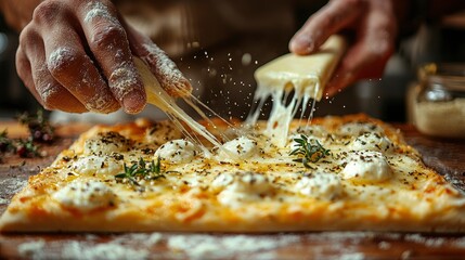 Delicious Pizza with Melted Cheese and Fresh Herbs
