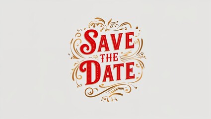 Fototapeta premium save the date decorative design lettering on plain white background