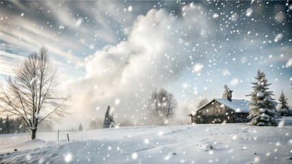 Massive snow storm covering residence