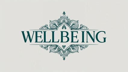wellbeing decorative design lettering on plain white background