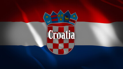 Naklejka premium クロアチアの国旗に国名