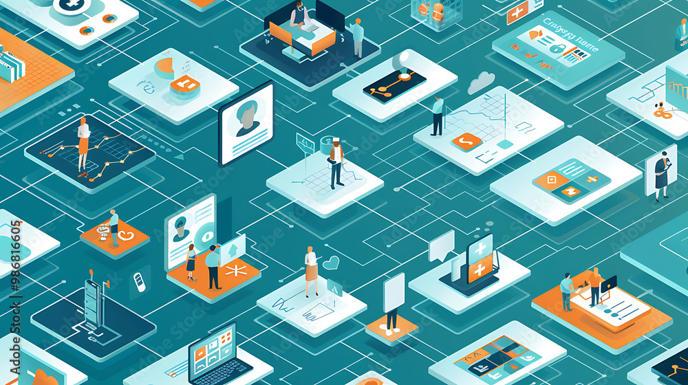 Poster smart healthcare data solutions ai in healthcare administration visualized in a collage that highlig