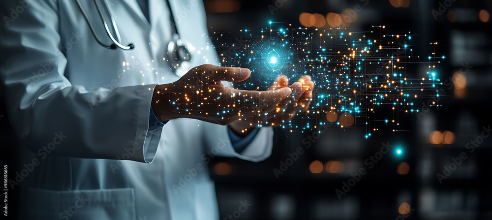 Poster smart healthcare data solutions ai in healthcare administration where artificial intelligence analyz