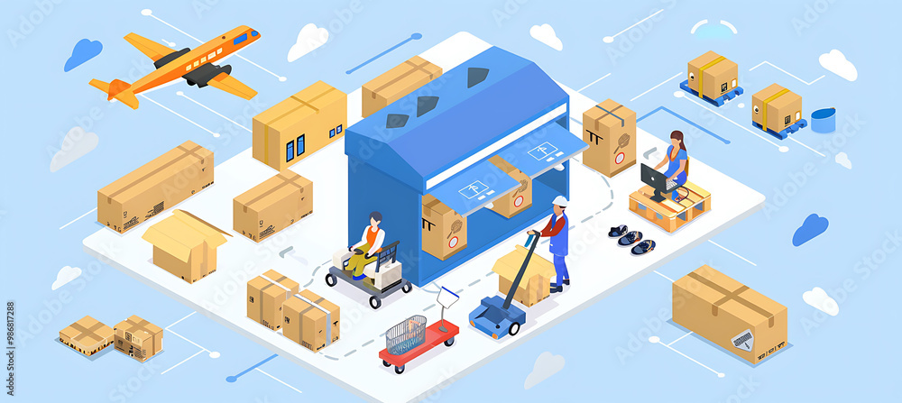 Poster smart inventory solutions ai in logistics automation where artificial intelligence manages stock lev
