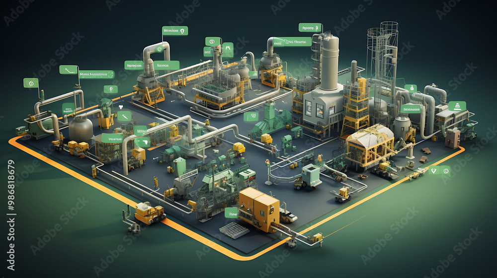 Aufkleber smart manufacturing pharmaceuticals with ai depicted in an abstract composition where artificial int