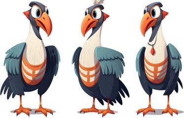 Naklejka premium Cute Cartoon King Vulture Character with Room for Copy isolated on transparent png background