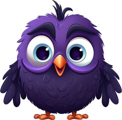 Cute Cartoon Raven Character with Room for Copy isolated on transparent png background
