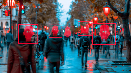 Naklejka premium Smart network security AI in cybersecurity visualized in a collage that highlights how AI monitors traffic and prevents unauthorized access