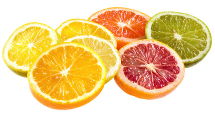 Fototapeta premium Round citrus slices isolated on white background