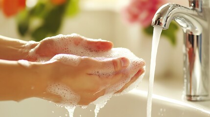 Fototapeta premium Washing Hands with Soapy Bubbles