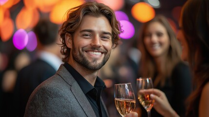 Business Leaders Toasting to the Success of a Newly Launched Company at a Stylish Event