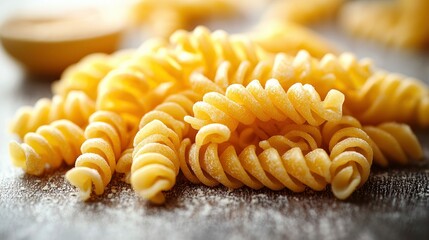 Uncooked Fusilli Pasta Close Up