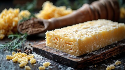 Homemade Pasta Block on a Wooden Board