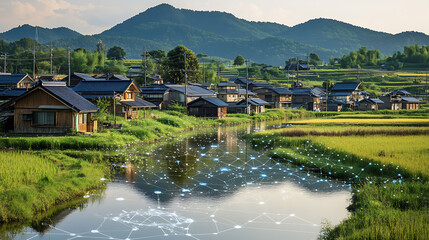 Smart water quality monitoring AI in environmental monitoring visualized in a collage that highlights AI's role in ensuring safe water supplies