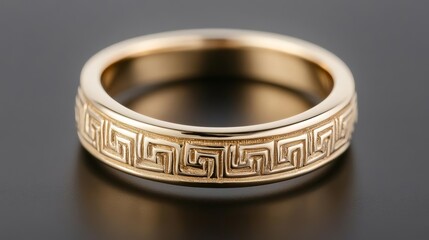 Greek key pattern ring with geometric details, offering a classical aesthetic