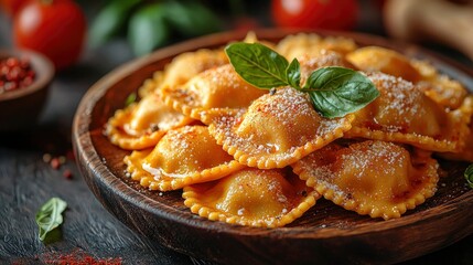 Delicious Homemade Ravioli with Basil and Parmesan Cheese