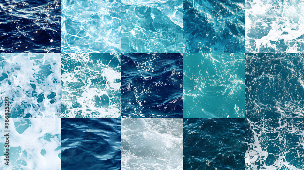 Poster Set of sea water surfaces