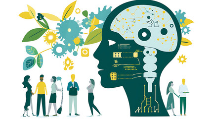 Teacher professional development education technology enhanced by AI visualized in a poster that showcases personalized training programs and continuous improvement