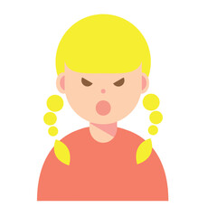 怒った顔の女性のイラスト