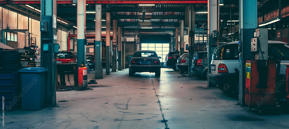 Poster future of ai-powered auto repair automotive repair maintenance where artificial intelligence transfo
