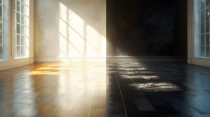 Contrast of Dark and Light Flooring with Sunlight
