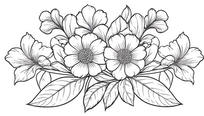 Black and White Drawing of Flowers.Plant nature hand drawn set. Collection botanical element. Elegante vintage style.561