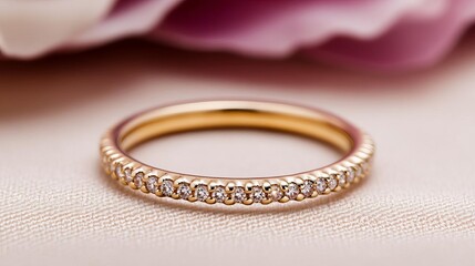 Twisted band ring with tiny embedded gems, offering subtle sparkle