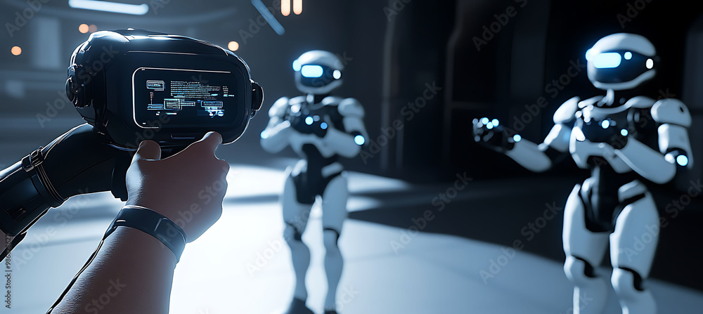 Poster future of ai-powered gaming in the gaming industry where artificial intelligence creates adaptive ga