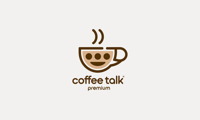 Modern coffee cup logo with text for a cafe brand.