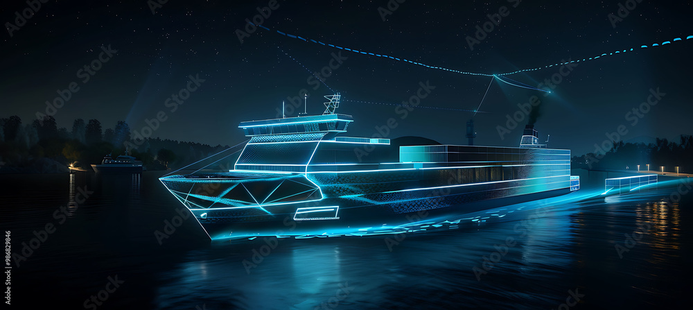 Poster future of ai-powered shipping in shipping and freight where artificial intelligence enhances global 