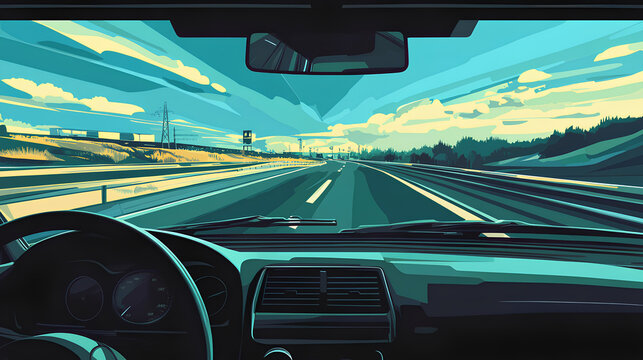 The point-of-view perspective from a driving car