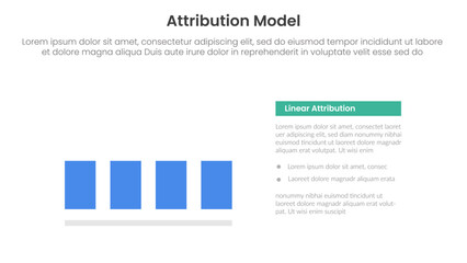 attribution model infographic template banner with linear click or touch type information for slide presentation