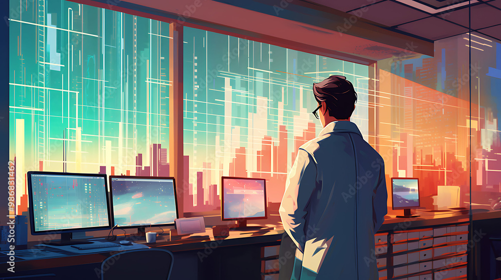 Poster future of smart healthcare administration visualized in a poster showcasing ais integration with ehr