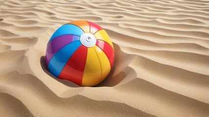 Obraz premium Colorful Beach Ball in the Sand Cartoon Background Design