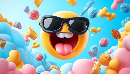 Smiling Emoji in a Colorful World