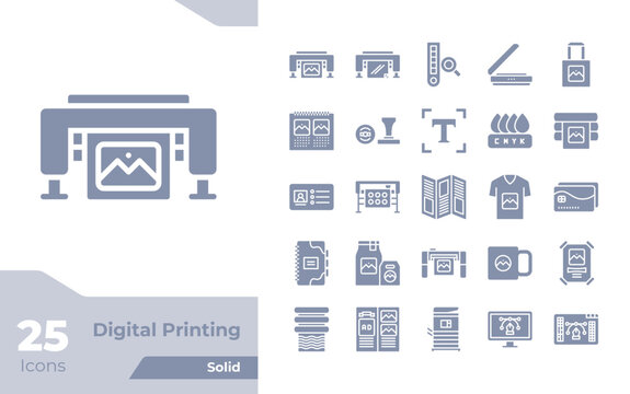 Digital Printing Solid Icons