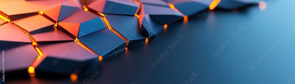 Poster abstract geometric pattern with glowing edges, showcasing modern design elements and vibrant colors.