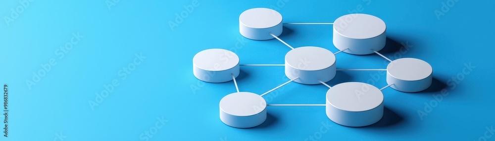 Aufkleber abstract network structure with white nodes on a blue background, depicting connectivity and data fl