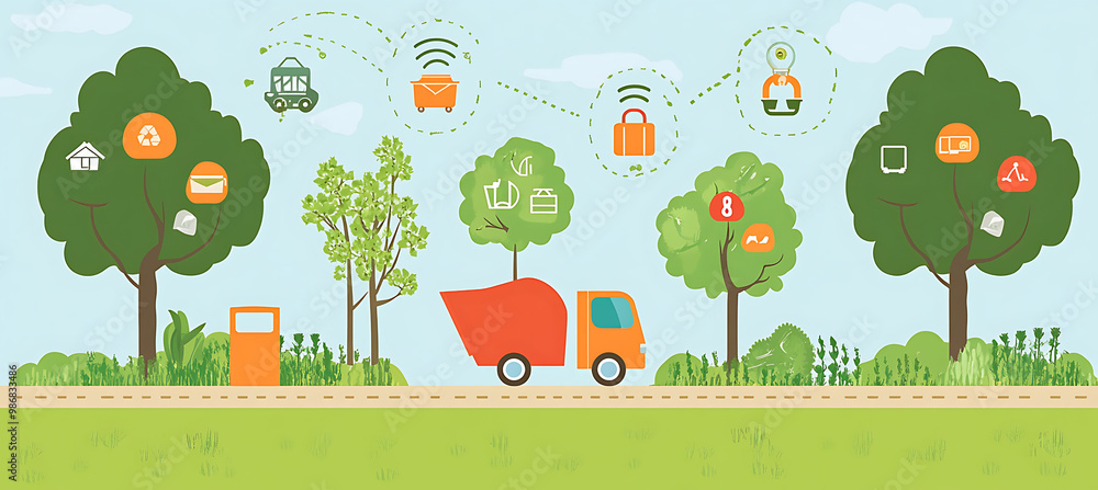 Poster future of smart waste solutions in waste management where ai integrates with urban infrastructure to