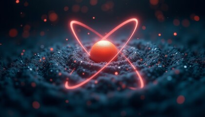 A red ball is in the center of a blue background