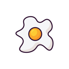 Simple Fried Egg Illustration with Outlined Style Design, Clean Egg Icon Template Vector